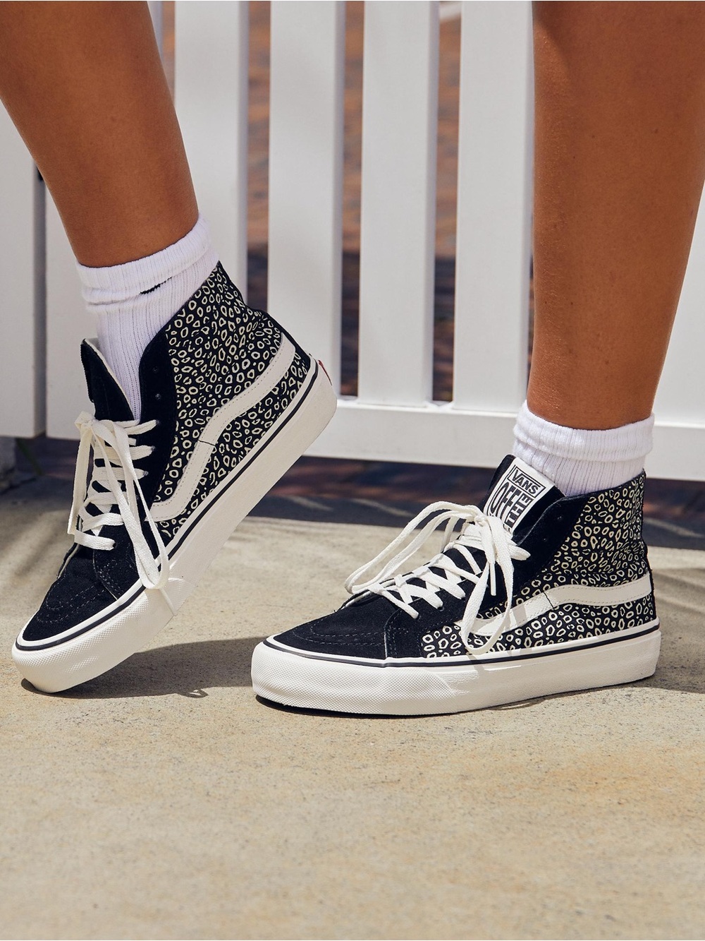 Vans Sk8-Hi Black White Pebble Animal Print Suede Sneakers